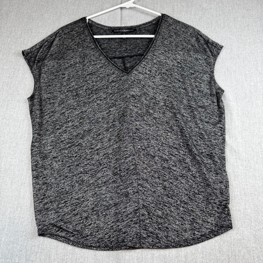 White House Black Market Women's V-neck Sleeveless Vintage wash Top Blk Small